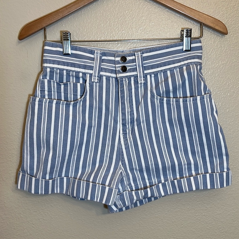 BDG Urban Outfitters Blue White Striped Jean Shorts